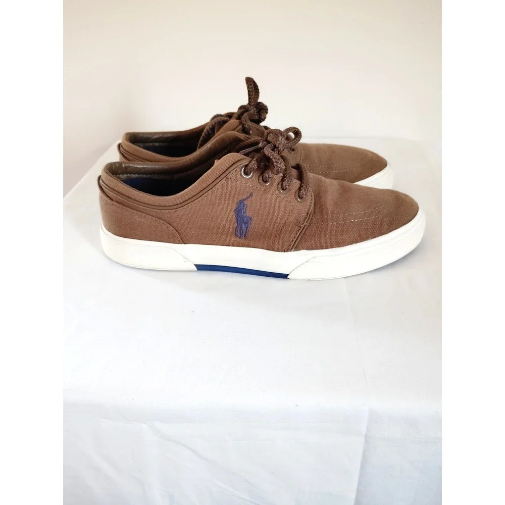 Polo Ralph Lauren Men 7.5D Brown Faxon Low-Top Old Money Preppy Resort Sneakers